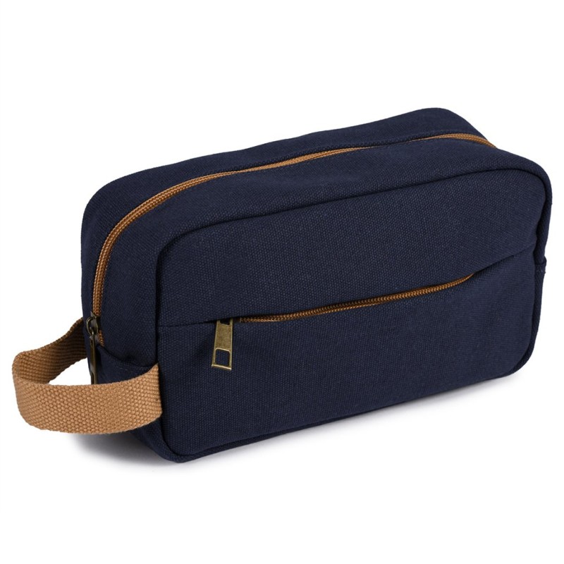 Beauty case vintage in policotone canvas blu navy personalizzato Q24356NY