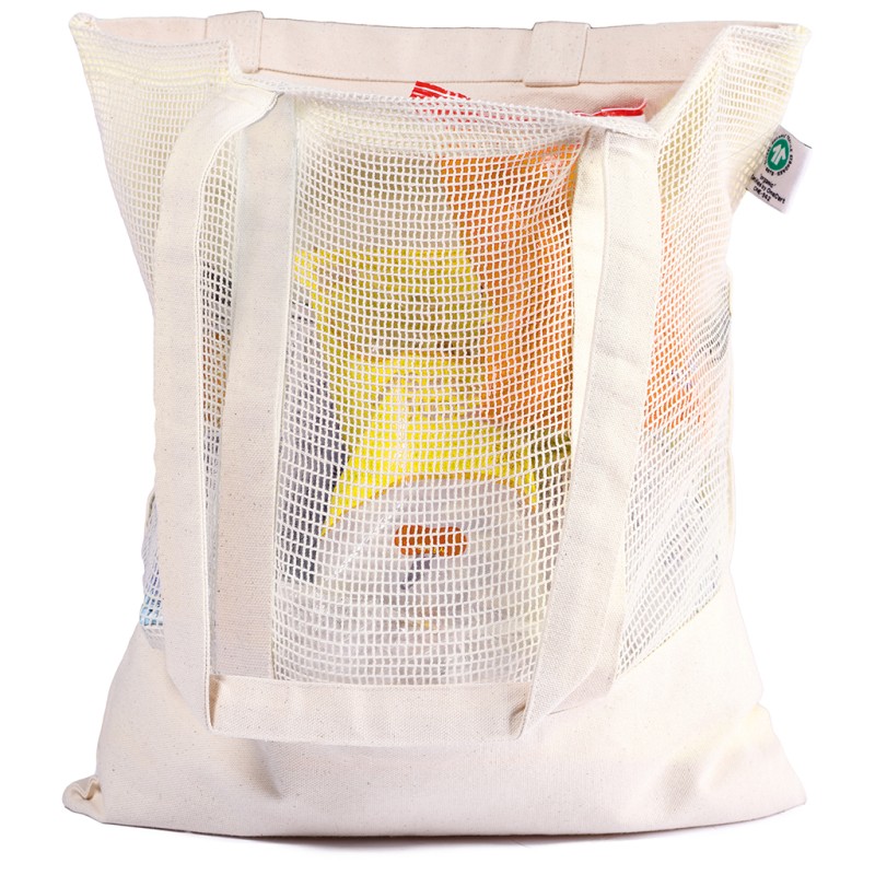 Borsa shopper con rete natural personalizzata Q24298