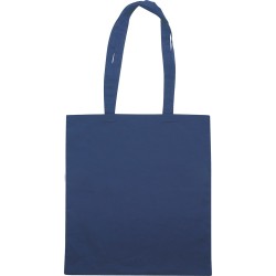 Borsa shopper con soffietto in cotone blu navy personalizzata Q24203NY