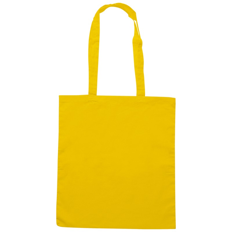 Borsa shopper con soffietto in cotone twill gialla personalizzata Q24199G