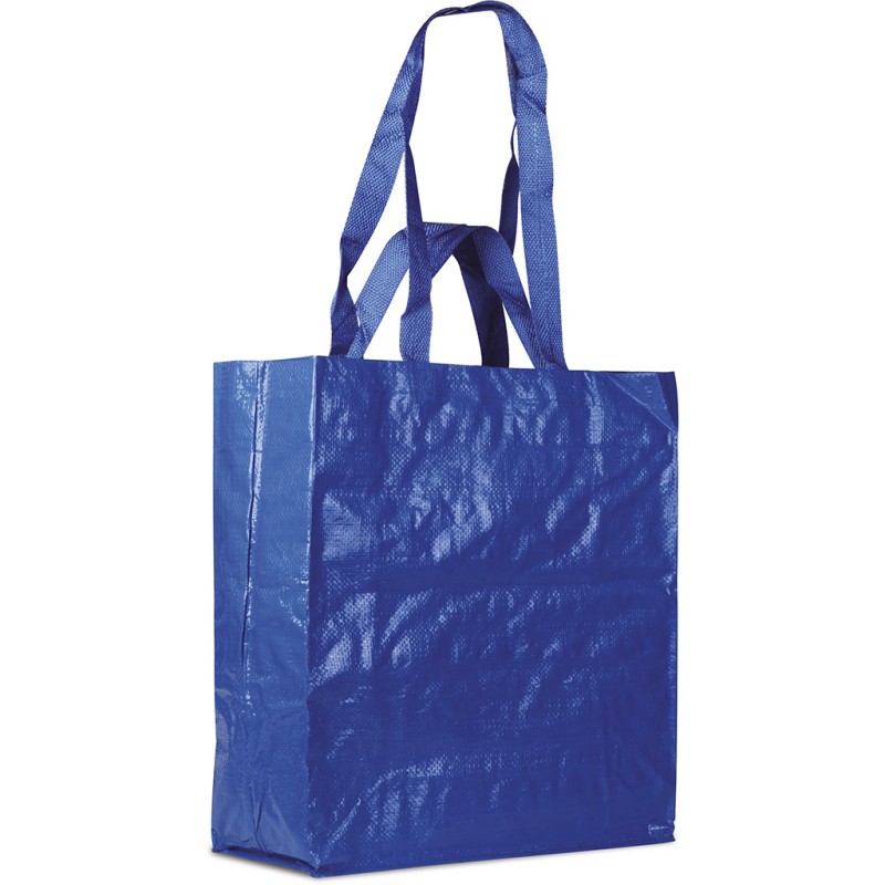 Borsa shopper con soffietto in pp laminato blu royal personalizzata Q24260BL