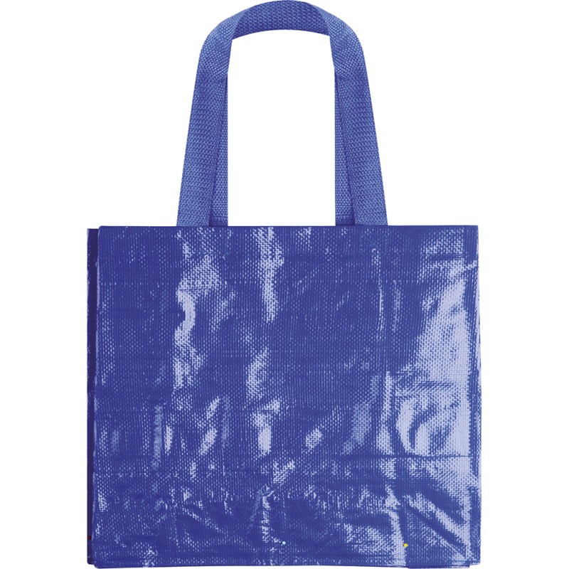 Borsa shopper con soffietto in pp laminato blu royal personalizzata Q24261BL