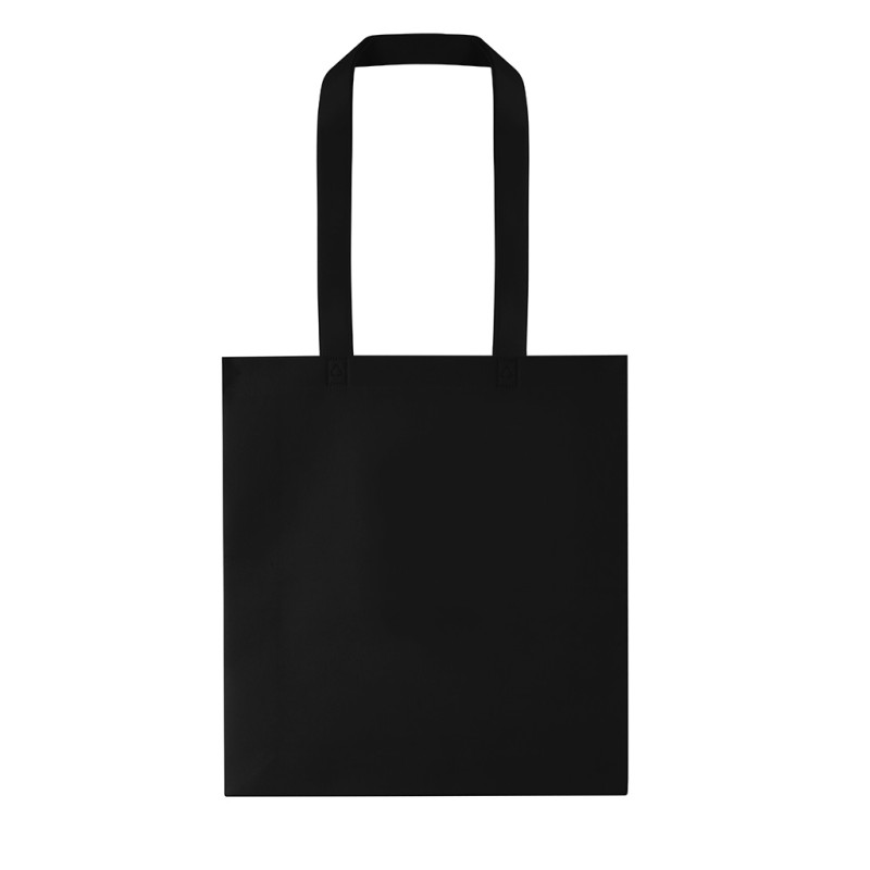 Borsa shopper con soffietto in tnt nera personalizzata Q24258N
