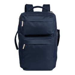 Borsa zaino da viaggio in poliestere blu navy/beige personalizzata Q24097NY/BE