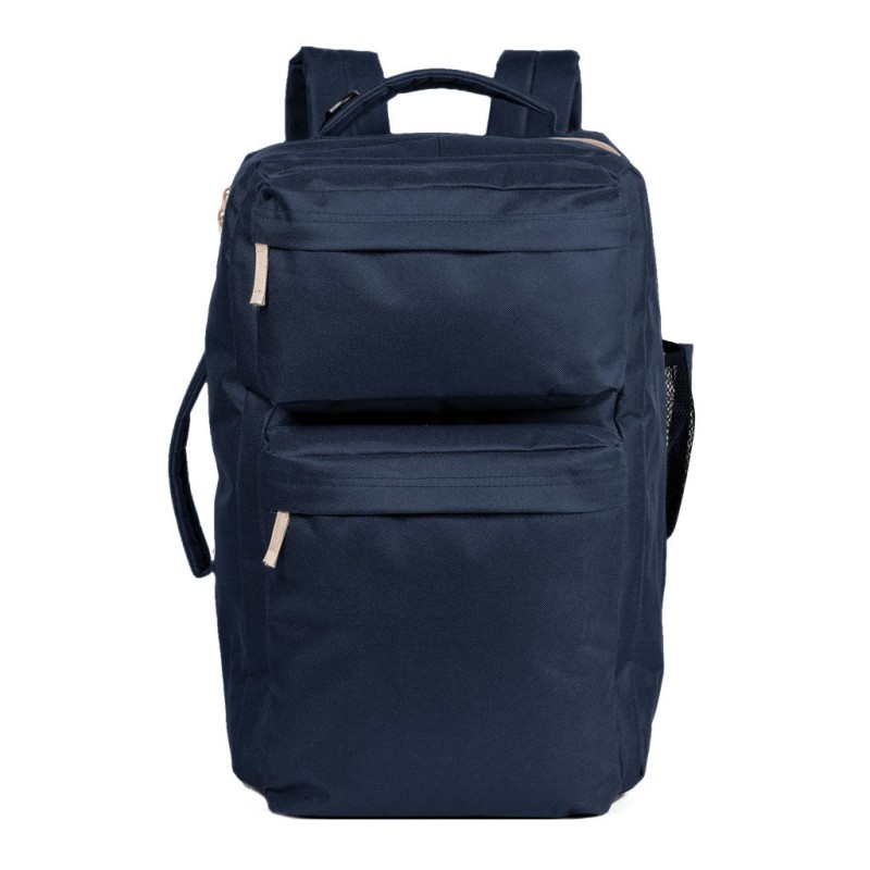 Borsa zaino da viaggio in poliestere blu navy/beige personalizzata Q24097NY/BE
