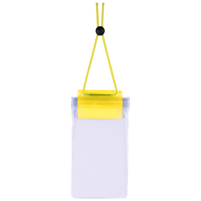 Porta cellulare impermeabile touch screen in pvc e poliestere giallo personalizzato Q24428G