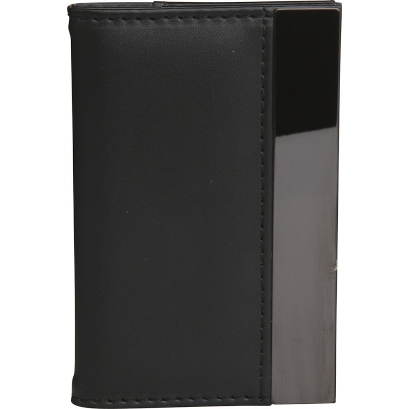 Portabiglietti da visita in pu e metallo nero personalizzato Q24031N