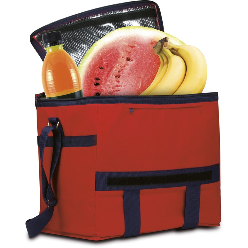 Borsa termica in cotone canvas e poliestere rossa personalizzata Q24005R