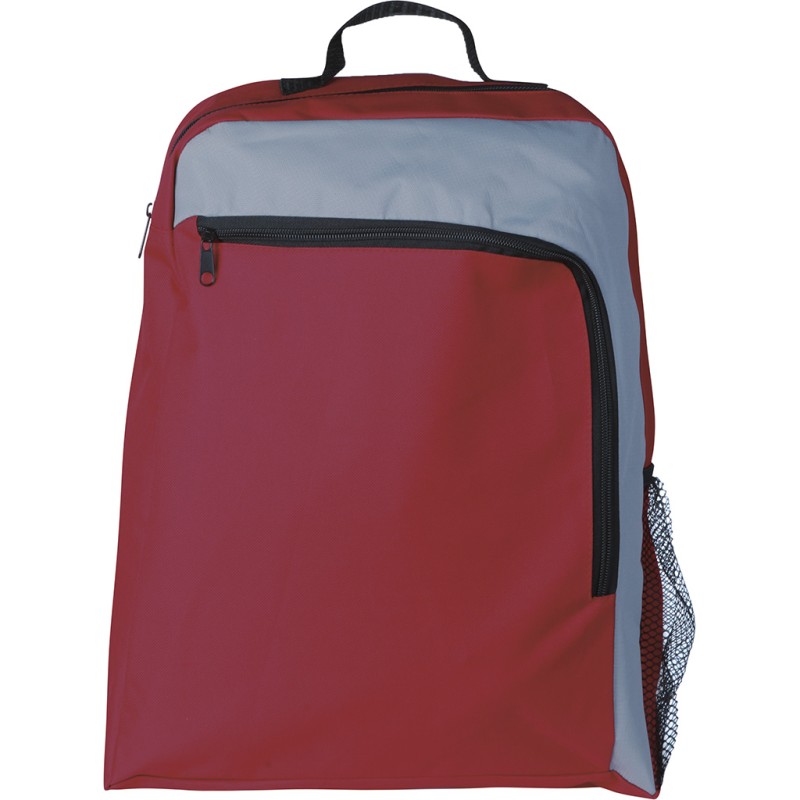 Zaino trekking in poliestere rosso personalizzato Q24015R Zaino trekking in poliestere rosso personalizzato Q24015R