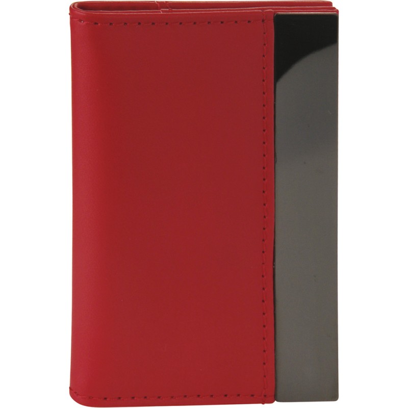 Portabiglietti da visita in pu e metallo rosso personalizzato Q24031R