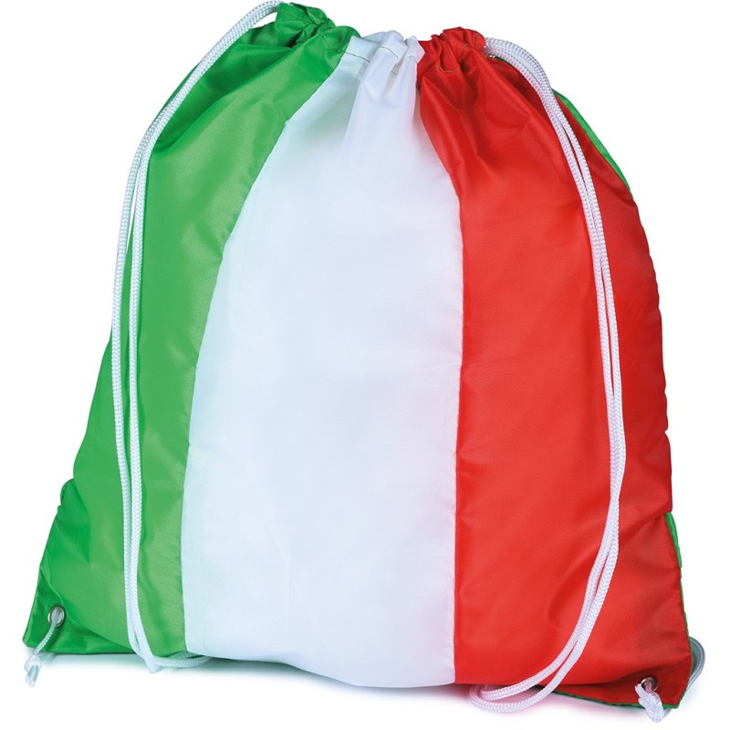 Sacca in poliestere con tricolore italiano personalizzato Q24091 Sacca in poliestere con tricolore italiano personalizzato Q24091