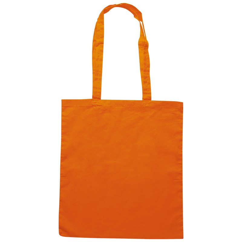 Borsa shopper con soffietto in cotone twill arancione personalizzata Q24199A