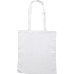 Borsa shopper con soffietto in cotone twill bianca personalizzata Q24199B