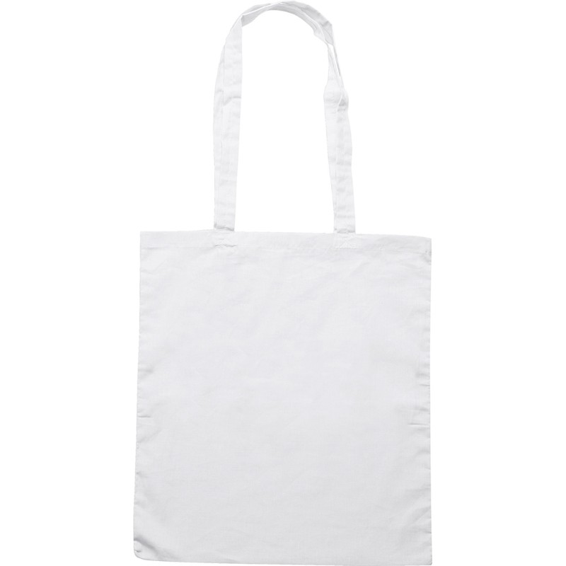 Borsa shopper con soffietto in cotone twill bianca personalizzata Q24199B