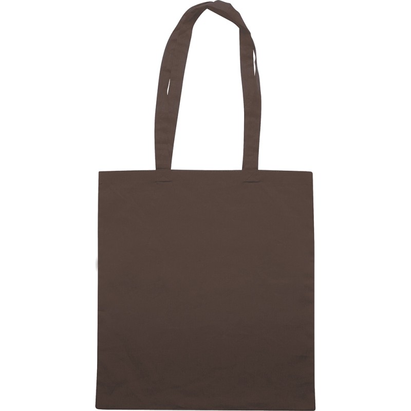 Borsa shopper con soffietto in cotone twill marrone personalizzata Q24199M