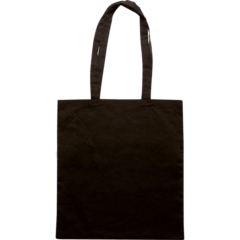 Borsa shopper con soffietto in cotone twill nera personalizzata Q24199N Borsa shopper con soffietto in cotone twill nera personalizzata Q24199N