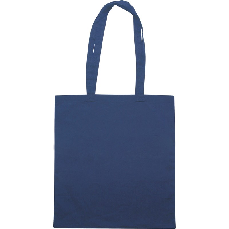 Borsa shopper con soffietto in cotone twill blu navy personalizzata Q24199NY