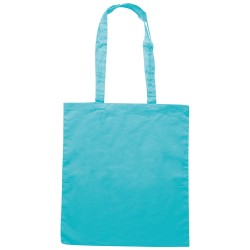 Borsa shopper con soffietto in cotone twill blu sky personalizzata Q24199SK