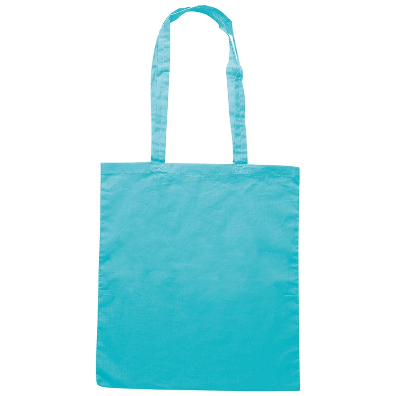 Borsa shopper con soffietto in cotone twill blu sky personalizzata Q24199SK