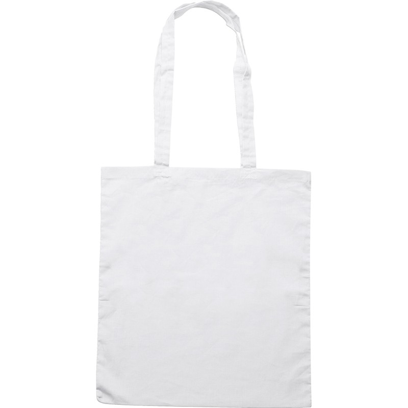 Borsa shopper con soffietto in cotone bianca personalizzata Q24203B