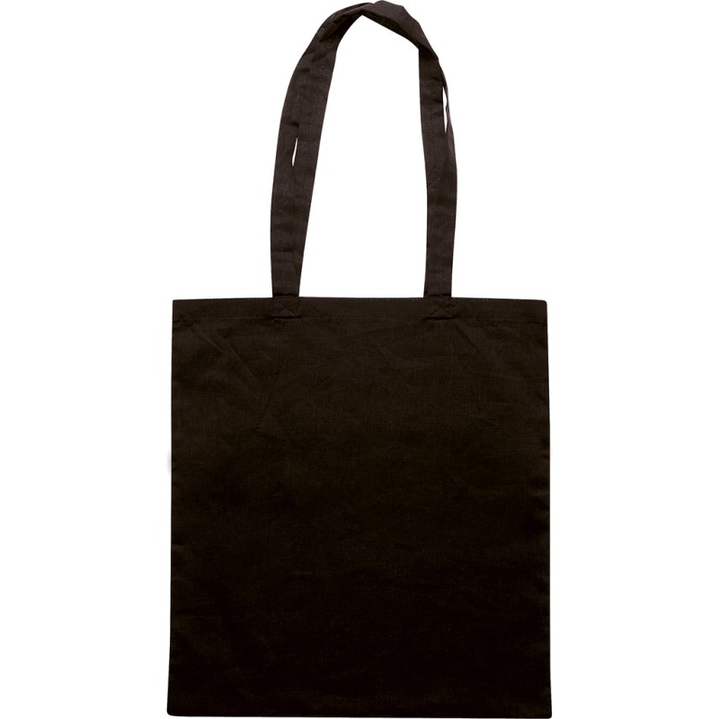 Borsa shopper con soffietto in cotone nera personalizzata Q24203N