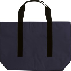 Borsa shopper termica con soffietto in poliestere blu navy personalizzata Q24219NY