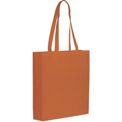 Borsa shopper con soffietto in tnt arancione personalizzata Q24243A Borsa shopper con soffietto in tnt arancione personalizzata Q24243A