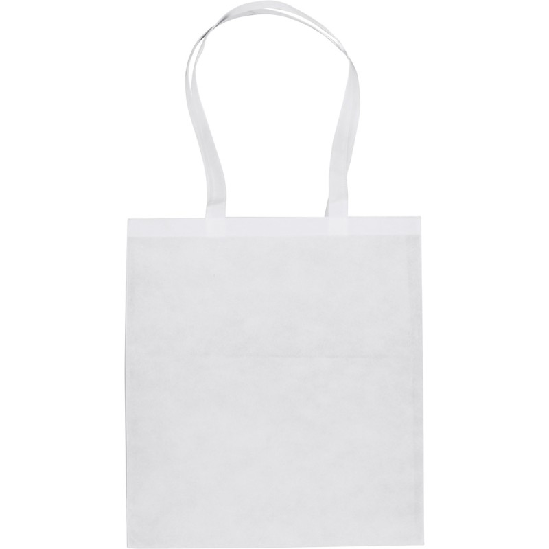 Borsa shopper con soffietto in tnt bianca personalizzata Q24243B Borsa shopper con soffietto in tnt bianca personalizzata Q24243B