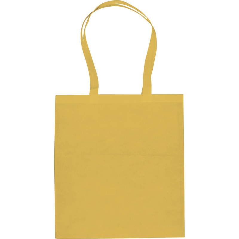 Borsa shopper con soffietto in tnt gialla personalizzata Q24243G Borsa shopper con soffietto in tnt gialla personalizzata Q24243G