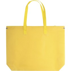 Borsa shopping con chiusura lampo in tnt gialla personalizzata Q24255G