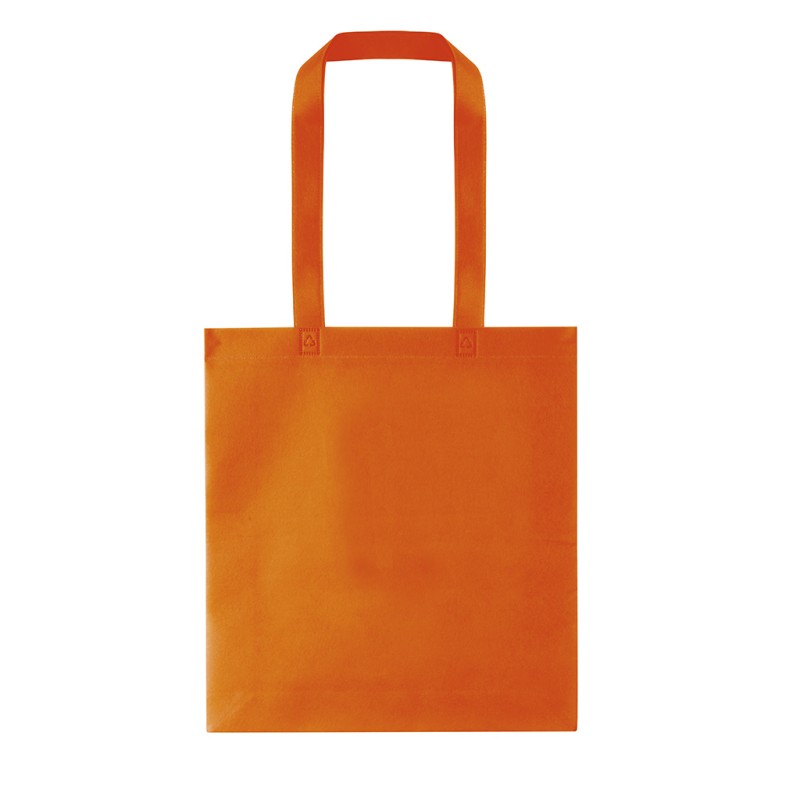 Borsa shopper con soffietto in tnt arancione personalizzata Q24258A