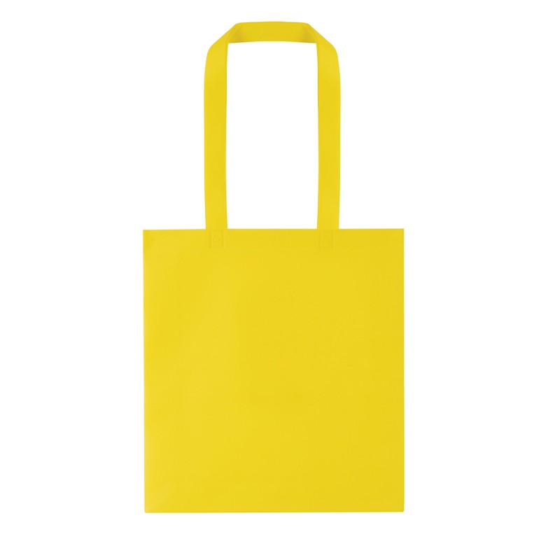 Borsa shopper con soffietto in tnt gialla personalizzata Q24258G