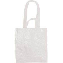 Borsa shopper con soffietto in pp laminato bianca personalizzata Q24260B Borsa shopper con soffietto in pp laminato bianca personalizzata Q24260B