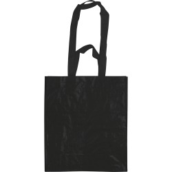 Borsa shopper con soffietto in pp laminato nera personalizzata Q24260N Borsa shopper con soffietto in pp laminato nera personalizzata Q24260N