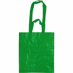 Borsa shopper con soffietto in pp laminato verde personalizzata Q24260V Borsa shopper con soffietto in pp laminato verde personalizzata Q24260V
