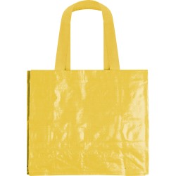 Borsa shopper con soffietto in pp laminato gialla personalizzata Q24261G Borsa shopper con soffietto in pp laminato gialla personalizzata Q24261G