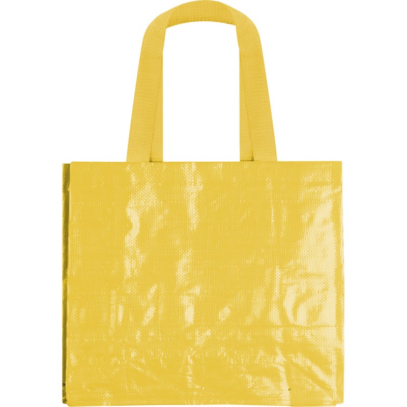 Borsa shopper con soffietto in pp laminato gialla personalizzata Q24261G