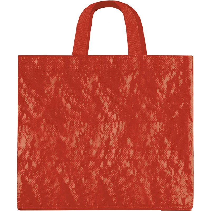 Borsa shopper con soffietto in pp laminato rossa personalizzata Q24262R