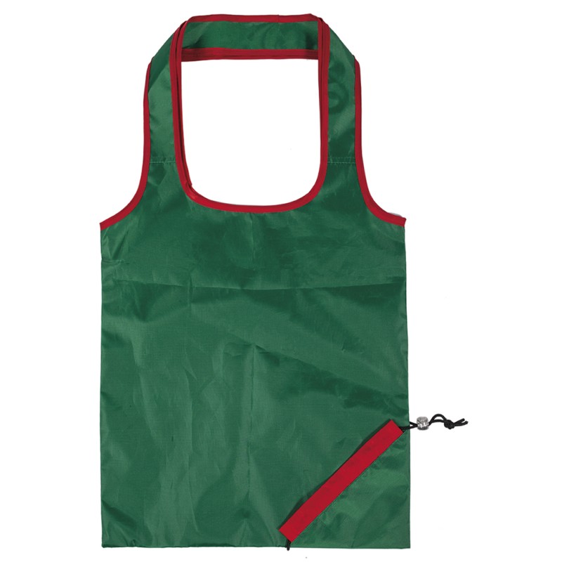Borsa shopper in poliestere verde/rosso personalizzata Q24265V/R