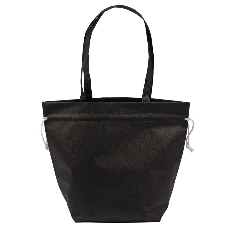 Borsa shopper con soffietto in tnt nera personalizzata Q24267N Borsa shopper con soffietto in tnt nera personalizzata Q24267N