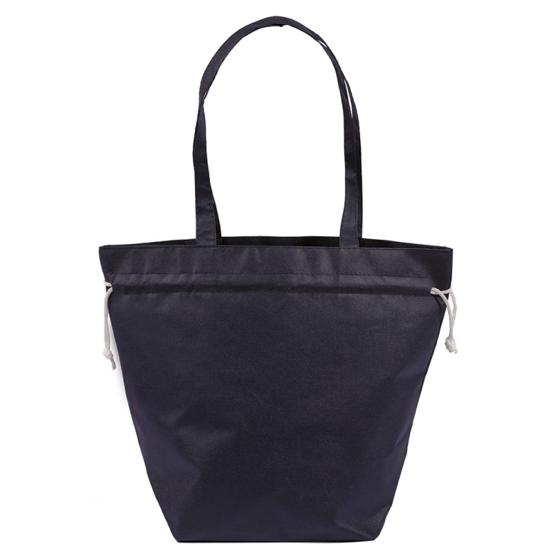 Borsa shopper con soffietto in tnt blu navy personalizzata Q24267NY