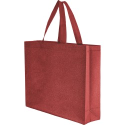 Borsa shopper con soffietto termosaldata in tnt glitterato rossa personalizzata Q24271R Borsa shopper con soffietto termosaldata in tnt glitterato rossa personalizzata Q24271R