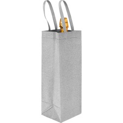 Sacca portabottiglia termosaldata in tnt glitterato grigio personalizzato Q24273GR Sacca portabottiglia termosaldata in tnt glitterato grigio personalizzato Q24273GR