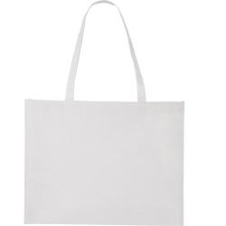 Borsa shopper con soffietto in rpet bianca personalizzata Q24274B Borsa shopper con soffietto in rpet bianca personalizzata Q24274B