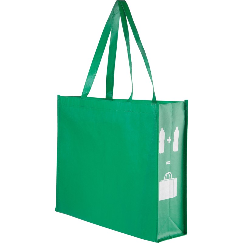 Borsa shopper con soffietto in rpet verde personalizzata Q24274V