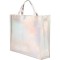 Borsa shopper con soffietto in tnt laminato iridescente personalizzata Q24275