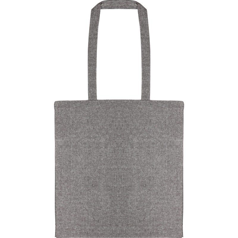 Borsa shopper con soffietto in cotone riciclato nera personalizzata Q24283N