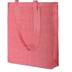 Borsa shopper con soffietto in cotone riciclato rossa personalizzata Q24283R