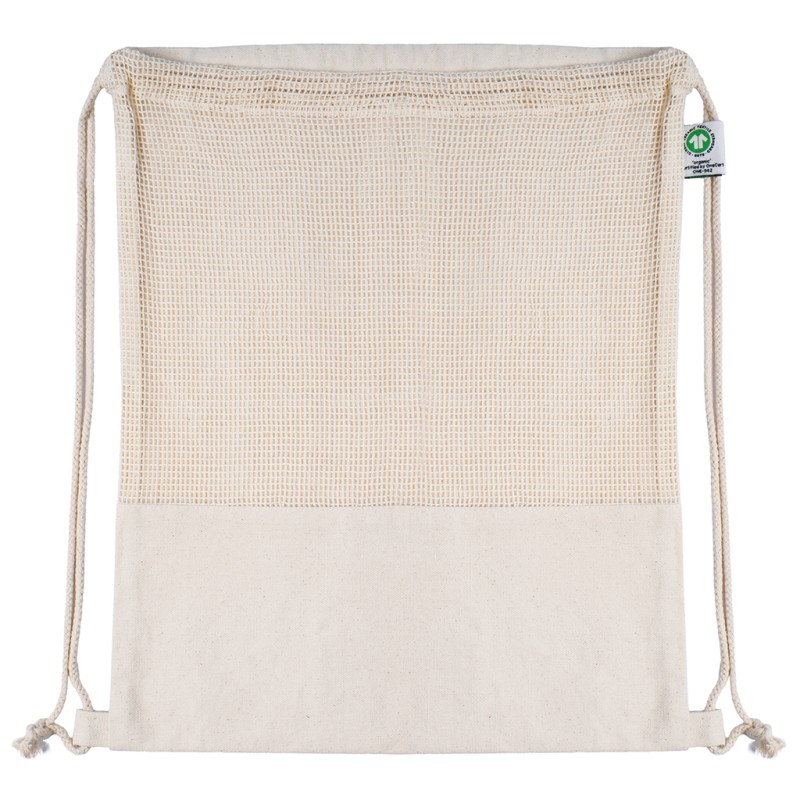 Sacca con rete in cotone organico natural personalizzato Q24334
