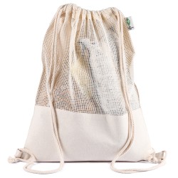 Sacca con rete in cotone organico natural personalizzato Q24334